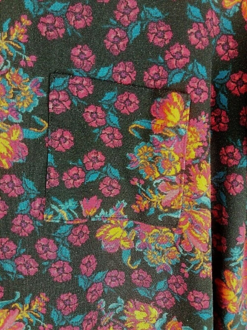 Lularoe Simply Comfortable Dress Flower Clusters Black Stretchy Hi Lo - Picture 2 of 7